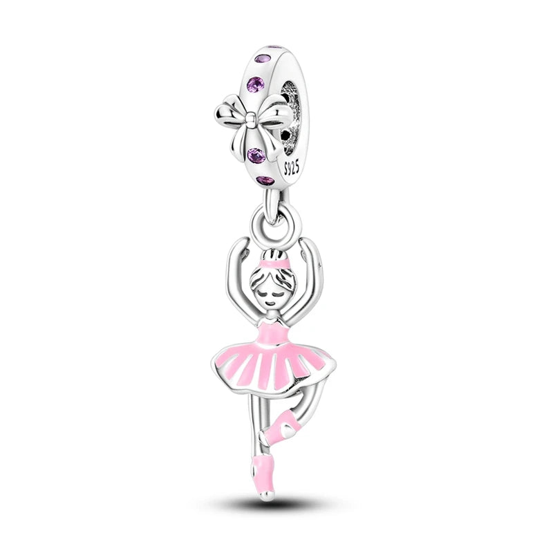 2024 Hot Sales 925 Sterling Silver Pink Charm Beads Pendent For Original Bracelets Charm Dangle Women Gril Jewelry Gifts