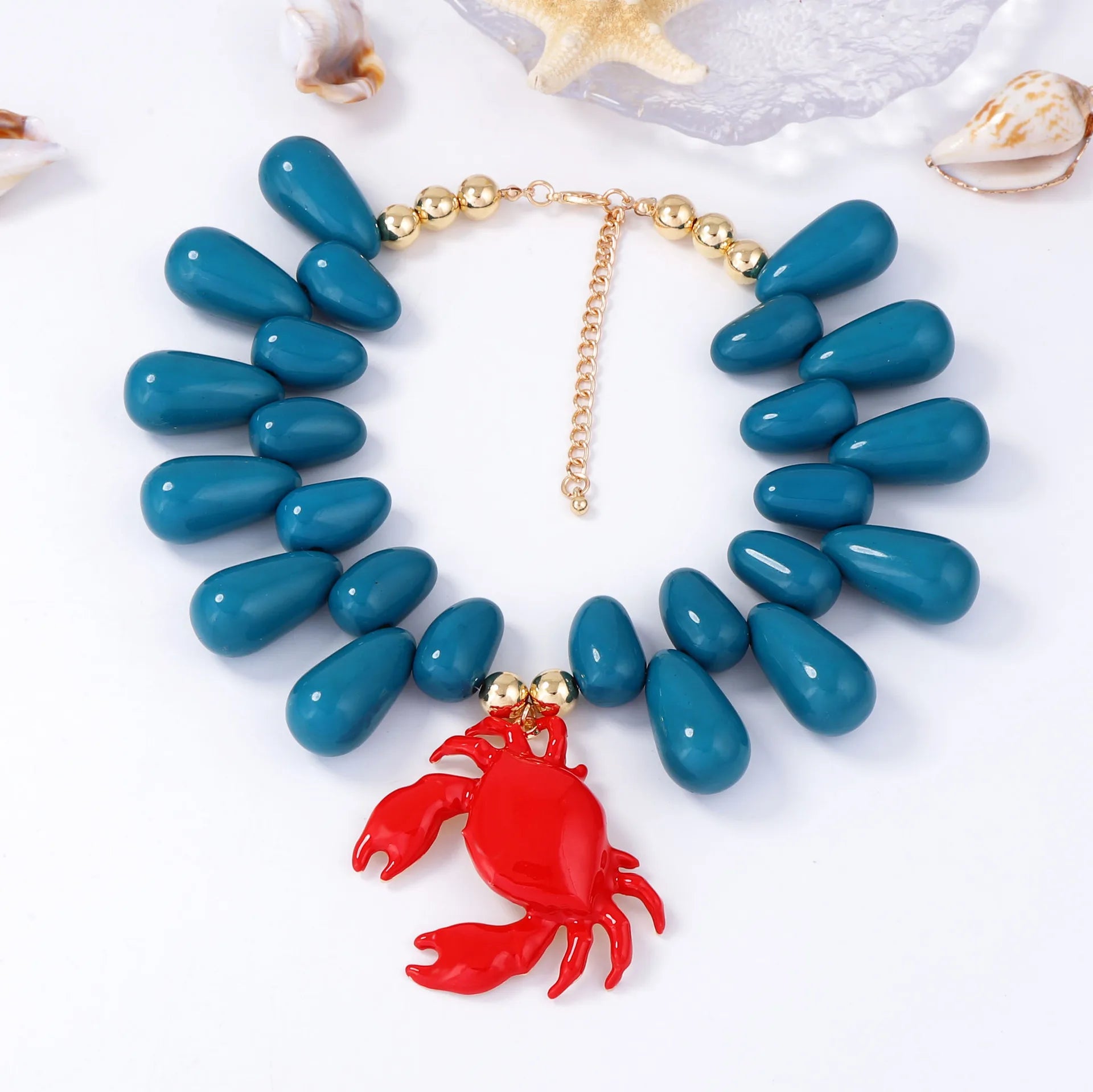 Multi-color Exaggerated Alloy Printed Crab Women's Choker Necklace