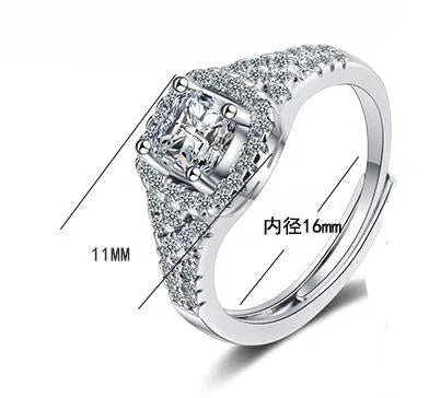 2023 Real 925 Sterling Silver Simple Square Clear CZ Charm Finger Rings For Women Wedding Engagement Jewelry RHR718
