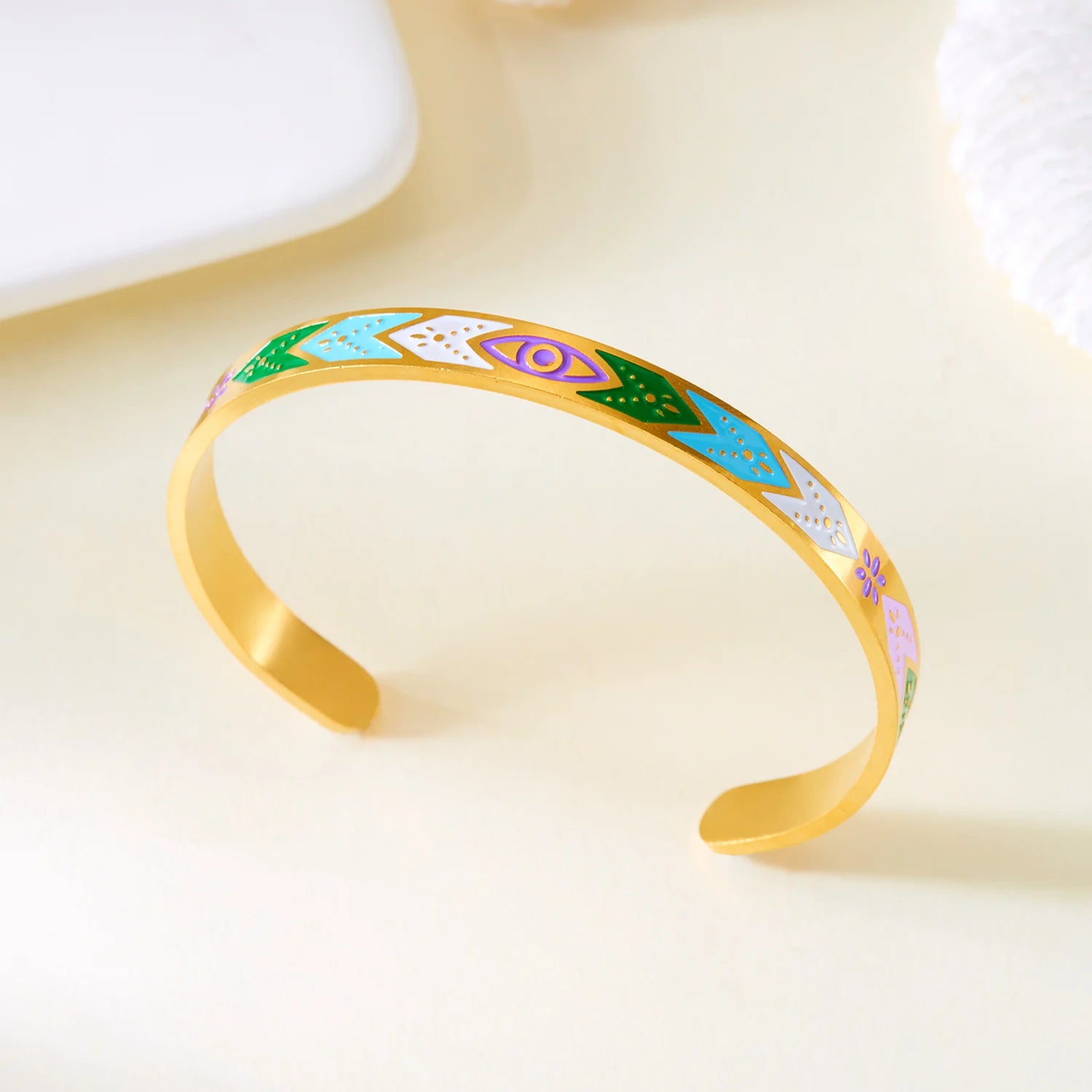 Stainless Steel Love Heart Shape Open Bracelet For Women Gold Plated Crystal Zircon Exquisite Open Bangle Waterproof Jewelry