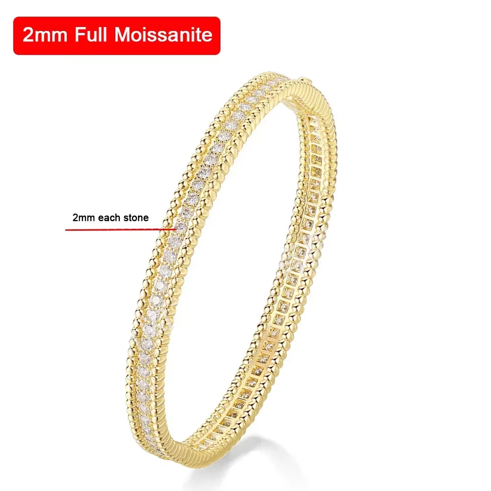 Serenity 2mm D Moissanite Hoop Bangle For Women Man Gift S925 Sterling Silver Bracelet Hand Circles Joker Fold Wear Fine Jewelry