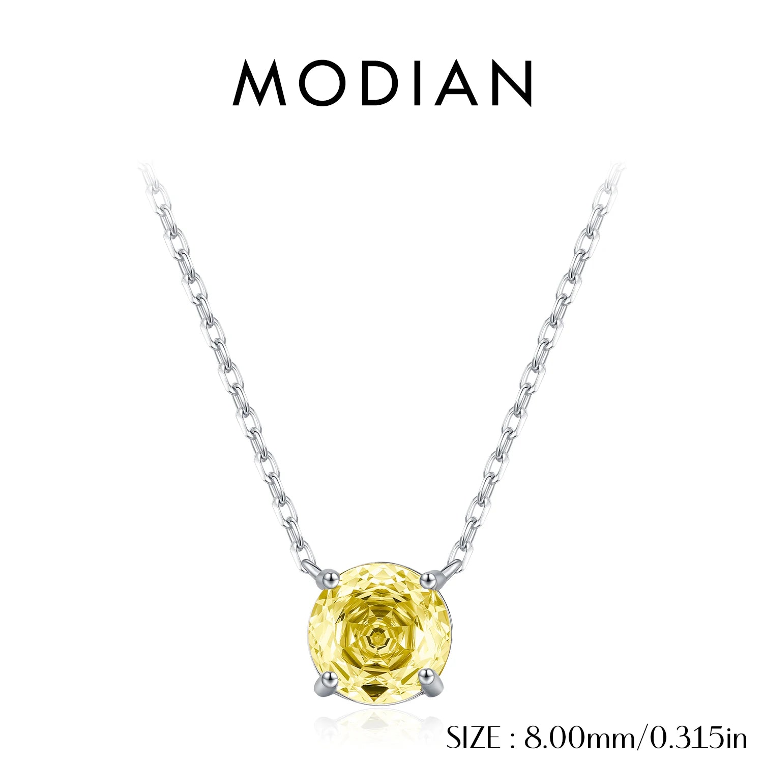 MODIAN 925 Sterling Silver Multi-Color Fashion Round Rose Cut Zirconia Pendant Necklace For Women Vacation Fine Jewelry  ﻿