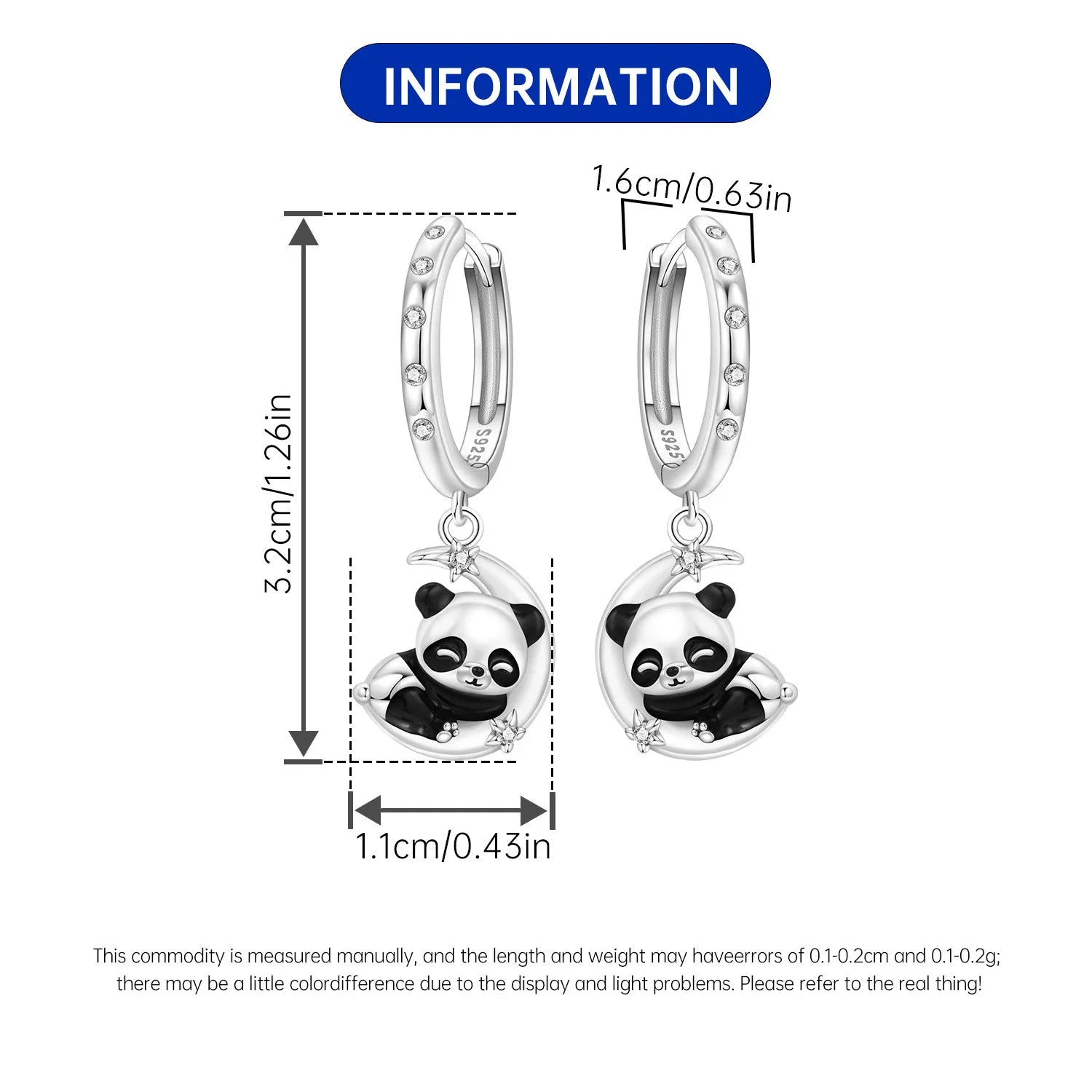 PANPOKI 925 Sterling Silver Sleeping Panda Animal Drop Earrings Women Earrings Charm Fashion Versatile Party Jewelry Gifts