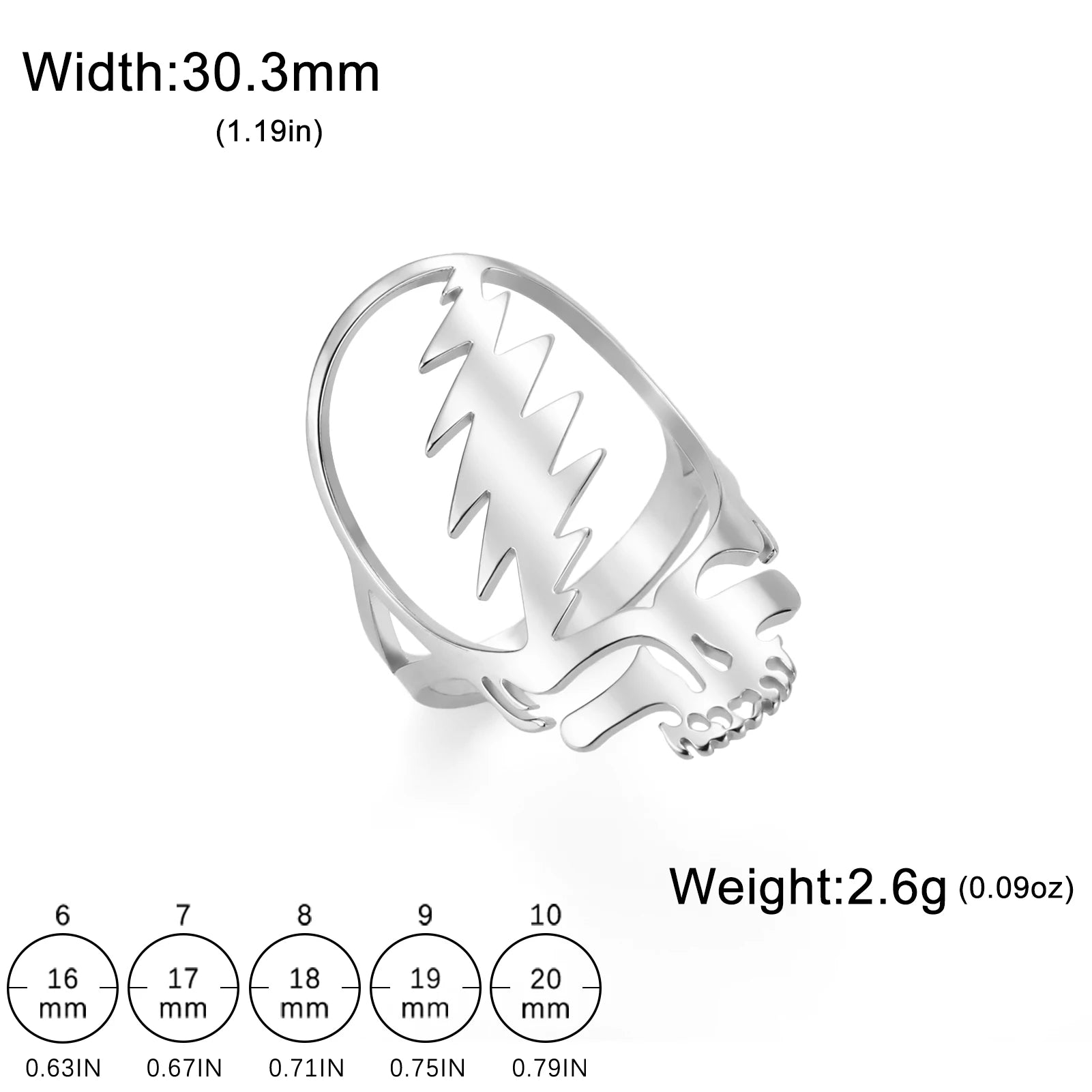 Dreamtimes Hip Hop Grateful Dead Symbol Rings for Women Men Stainless Steel Rock Skull Music Band Ring Jewelry Gift anillos