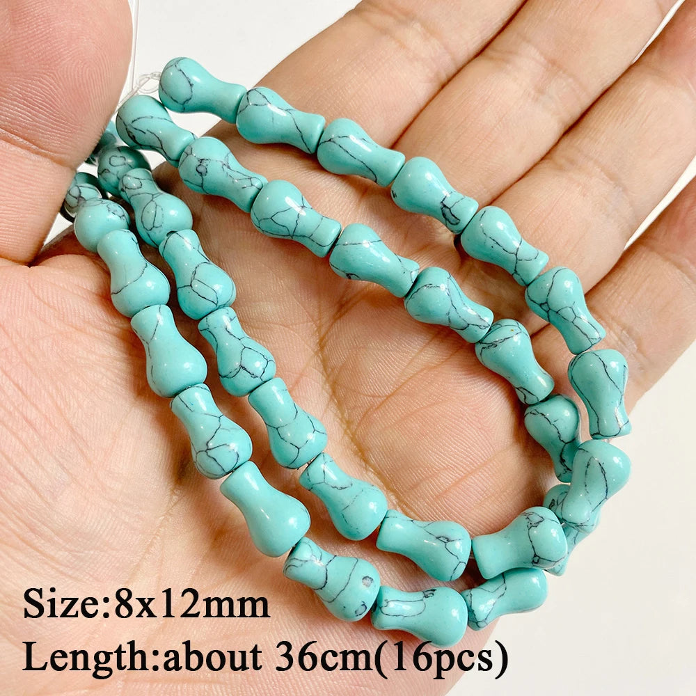 Wholesale Blue Turquoise Stone Beads Round Square Rondelle Irregular Loose Spacer Bead For Jewelry Making DIY Bracelet Necklace