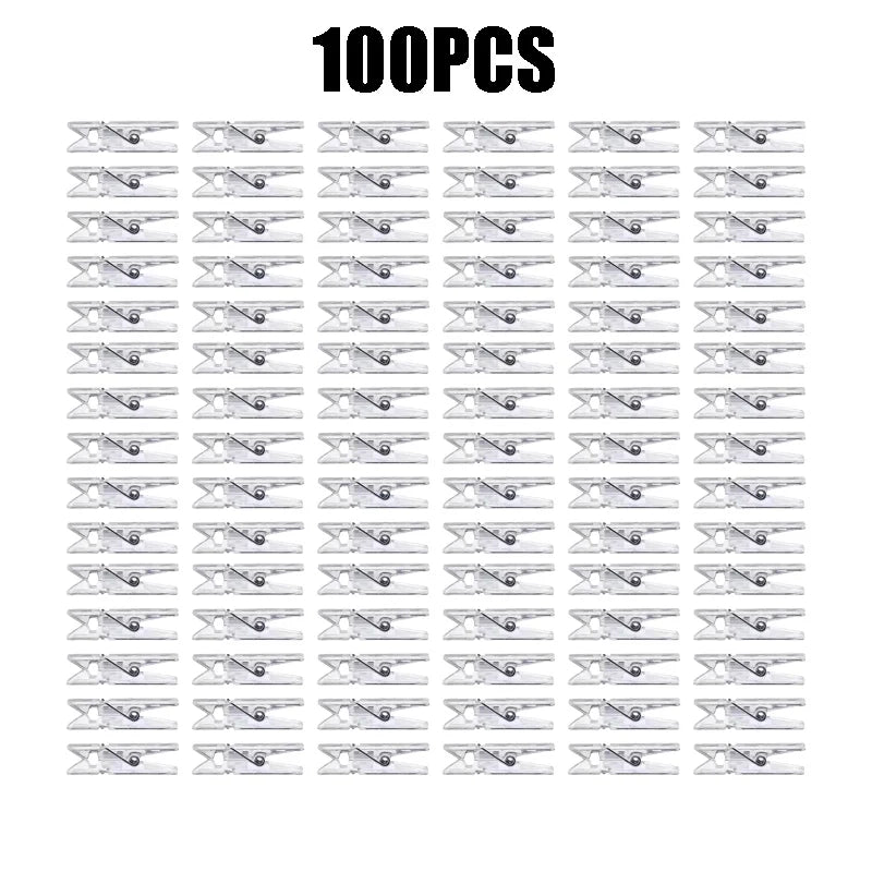 100-400PCS 25mm Clothes Photo Paper Peg Pin Clothespin Craft Clips Party Mini Spring Clear Transparent Clips Home Decoration
