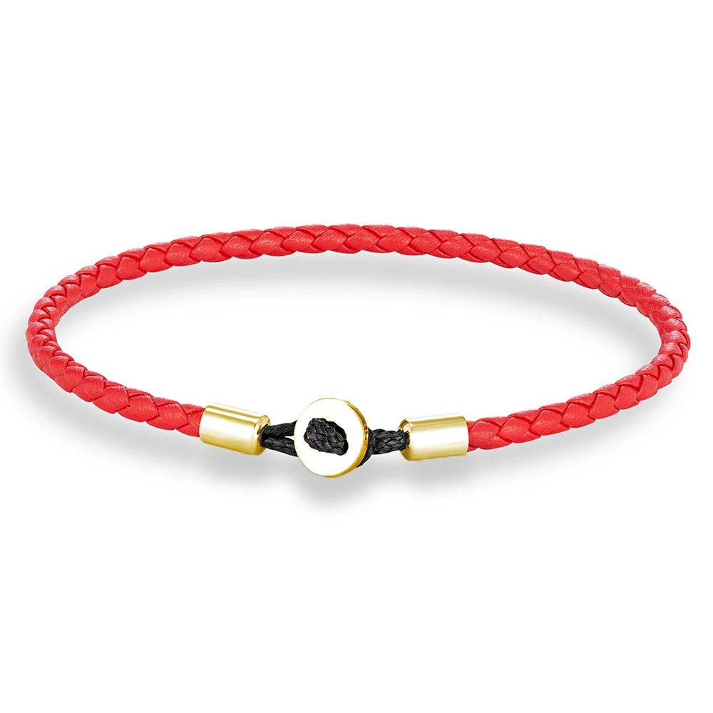 MKENDN Simple Style Gold Color Stainless Steel Button Braided Leather Bracelet For Men Women Couple Jewelry Gifts Homme