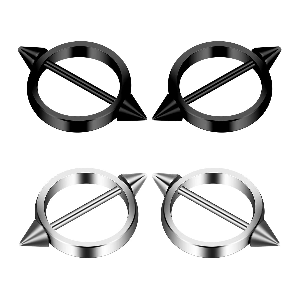 1Pair Gothic Stainless Steel Round Straight Barbells Industrial Nipple Piercing Sexy Ladies Nipple Simple Body Piercing Jewelry