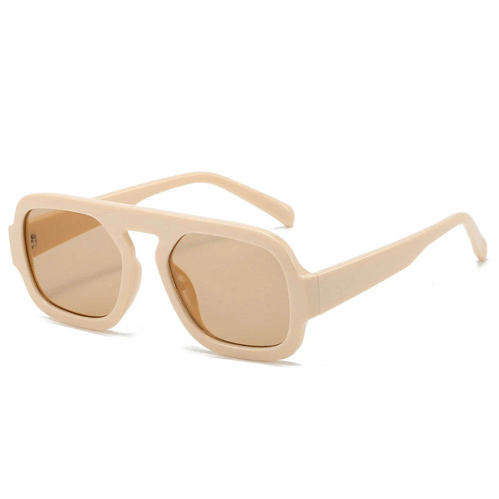 2025 Luxusmarke Design Retro Quadrat Doppelbrücken Sonnenbrille Damenmode Pilot Gradient Shades UV400 Männer Punk Sonnenbrille