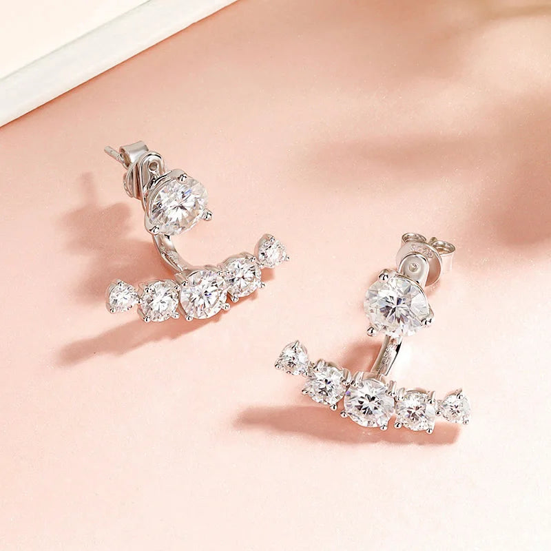 Smyoue 4.6CTTW Full Moissanite Stud Earrings for Women Sparkly Simulated Diamond S925 Sterling Silver Ear Jewelry Christmas Gift - Madeinsea©