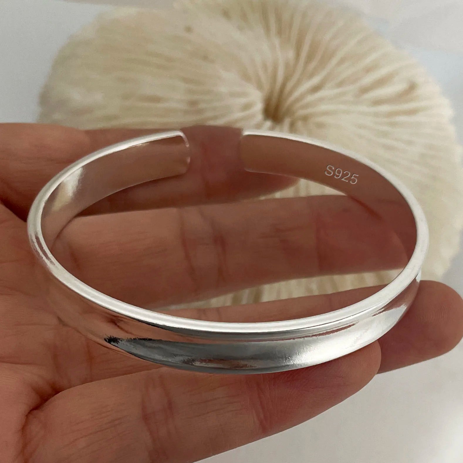 100% Solid 925 Sterling Silver Metal Bracelet for Women Men Vintage Handmade Simple Birthday Gift S-B451