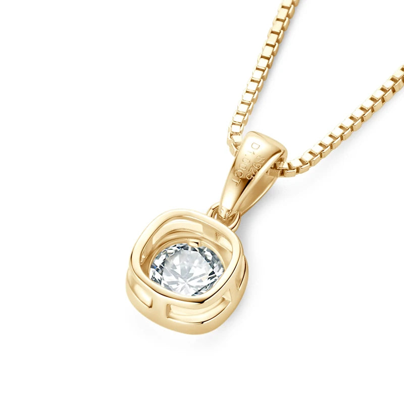 OXTAO 1CT Moissanite Pendant Necklace Glittering Lab Diamond for Women Necklace Birthday Party Jewelry Gift Real 925 Silver