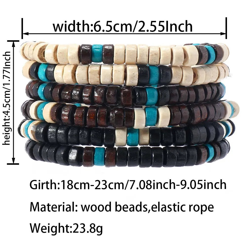 Wholesale Best-selling Multi-layer Buddha Bead Beaded Bracelets Men's Retro Style Multi-layer Elastic Thread Adjustable Wooden