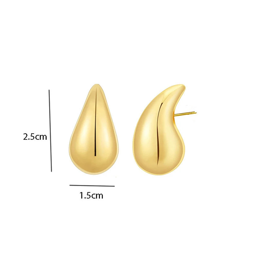 Retro Gold Color Glossy Tear Drop Earrings for Women