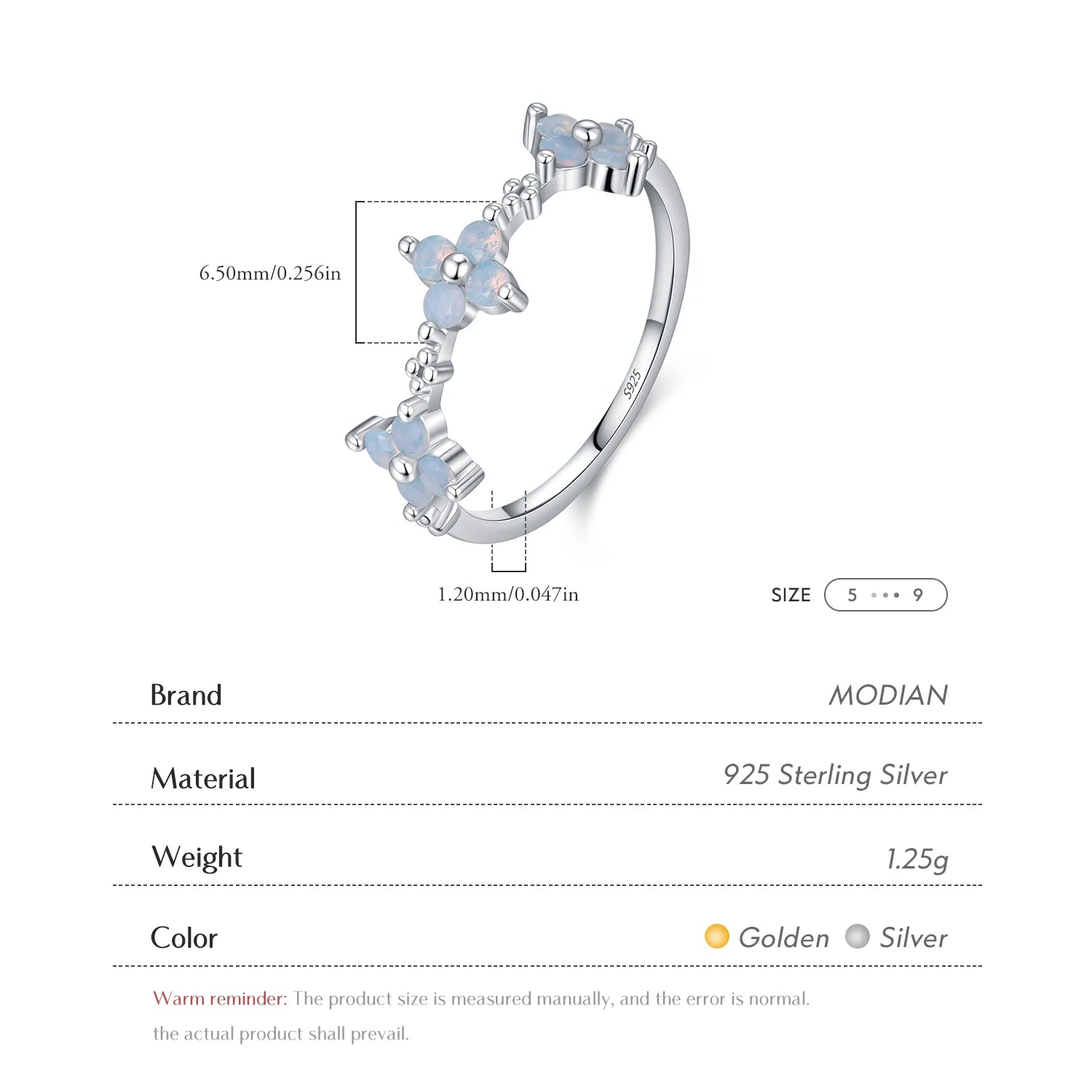 MODIAN 925 Sterling Silver Daily Sweet Opal Rings Trendy Four-Leaf Clover Eternity Band Rings For Women Fine Jewelry