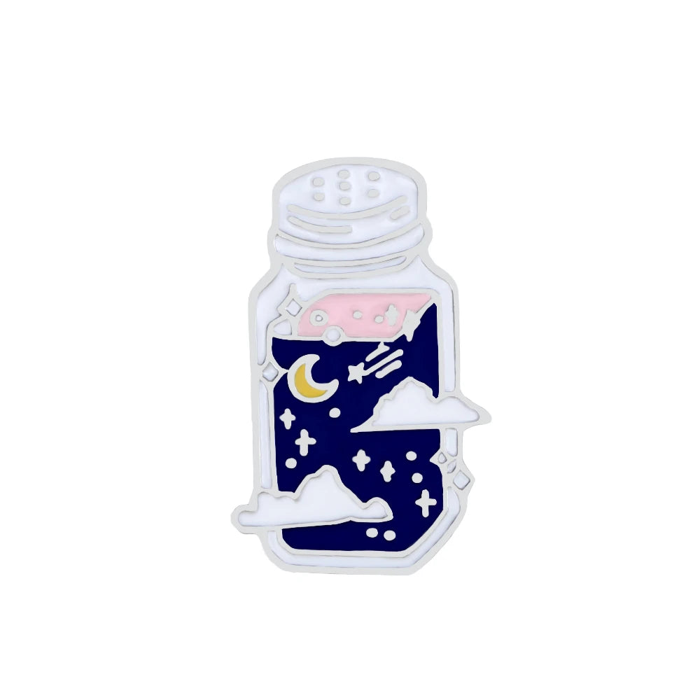 More Blue Starry Sky Enamel Pin Beatiful Drift Bottle Brooches Kid Backpack Decoration Jewelry Space Lover Collection Badge Pin