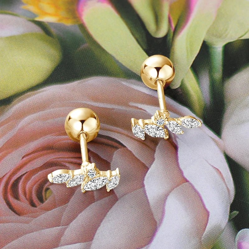 OXTAO D VVS1 Moissanite Earrings Female Jewelry 925 Sterling Silver Leaf-Shaped Piercing Earrings Pendant Luxury Jewelry Gifts