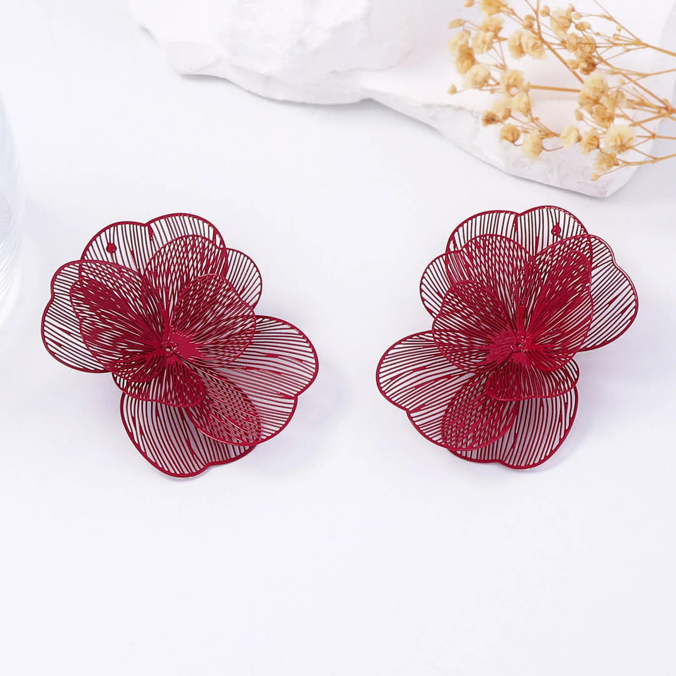 ZAA Personalized Hollow Purple Flower Earrings for Woman Jewelry