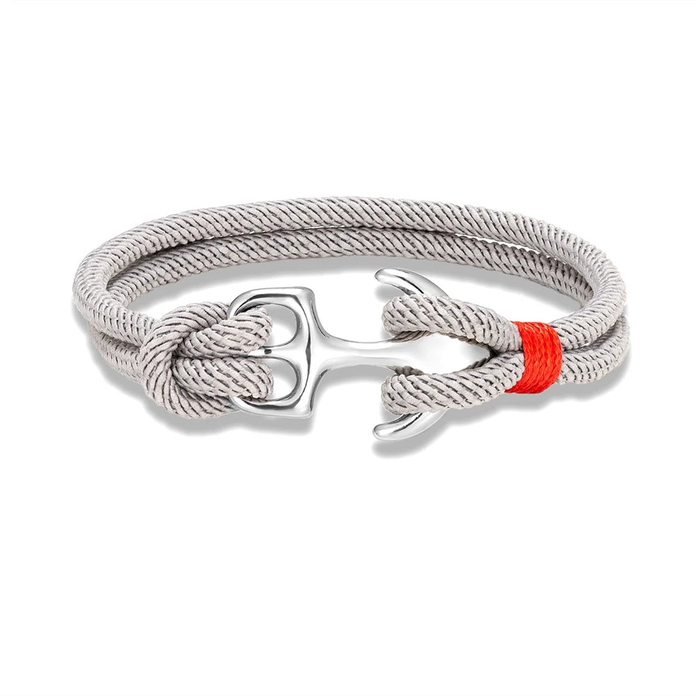 MKENDN Stainless Steel Sparta Anchor Bracelets Men Women Charm Double Strand Nautical Sailor Rope Wristband Wrap Bracelet Gifts