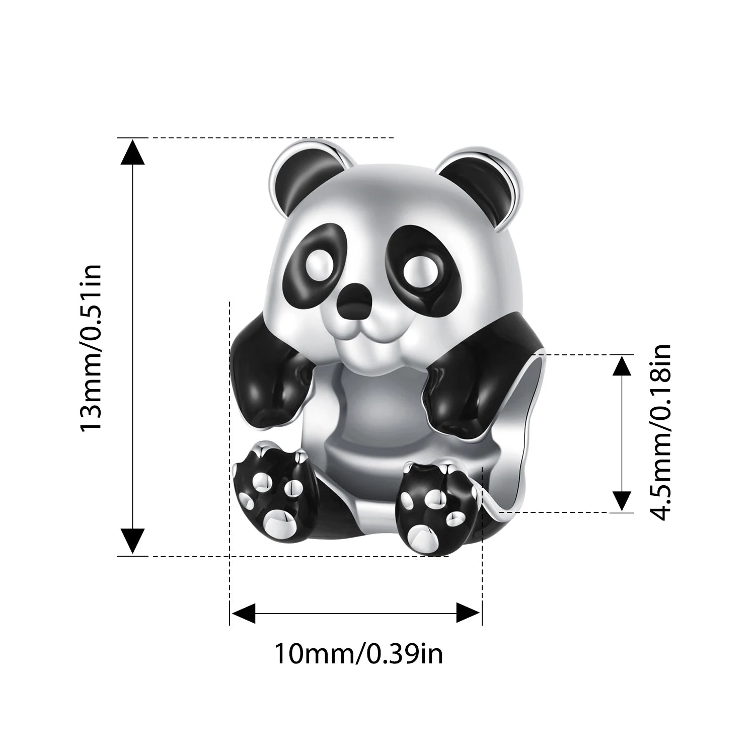 BISAER 925 Sterling Silver Bear Pendant Black Enamel Process Cross Spacer Beads for Women DIY Bracelet & Necklace Fine Jewelry