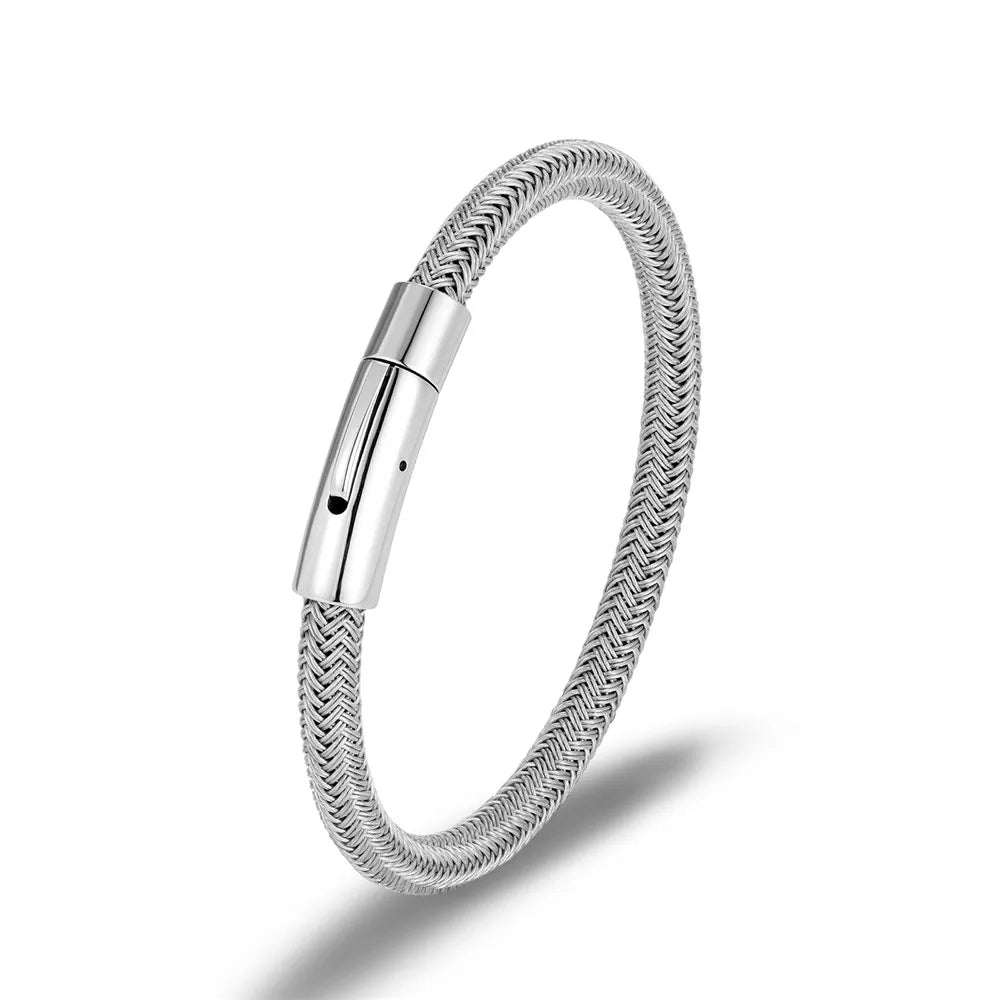 MKENDN Minimalist Men Women Cord Jewelry Non-fading Steel Wire Rope Bracelet Classic Cuff Charm Bracelet for Couple Jewelry