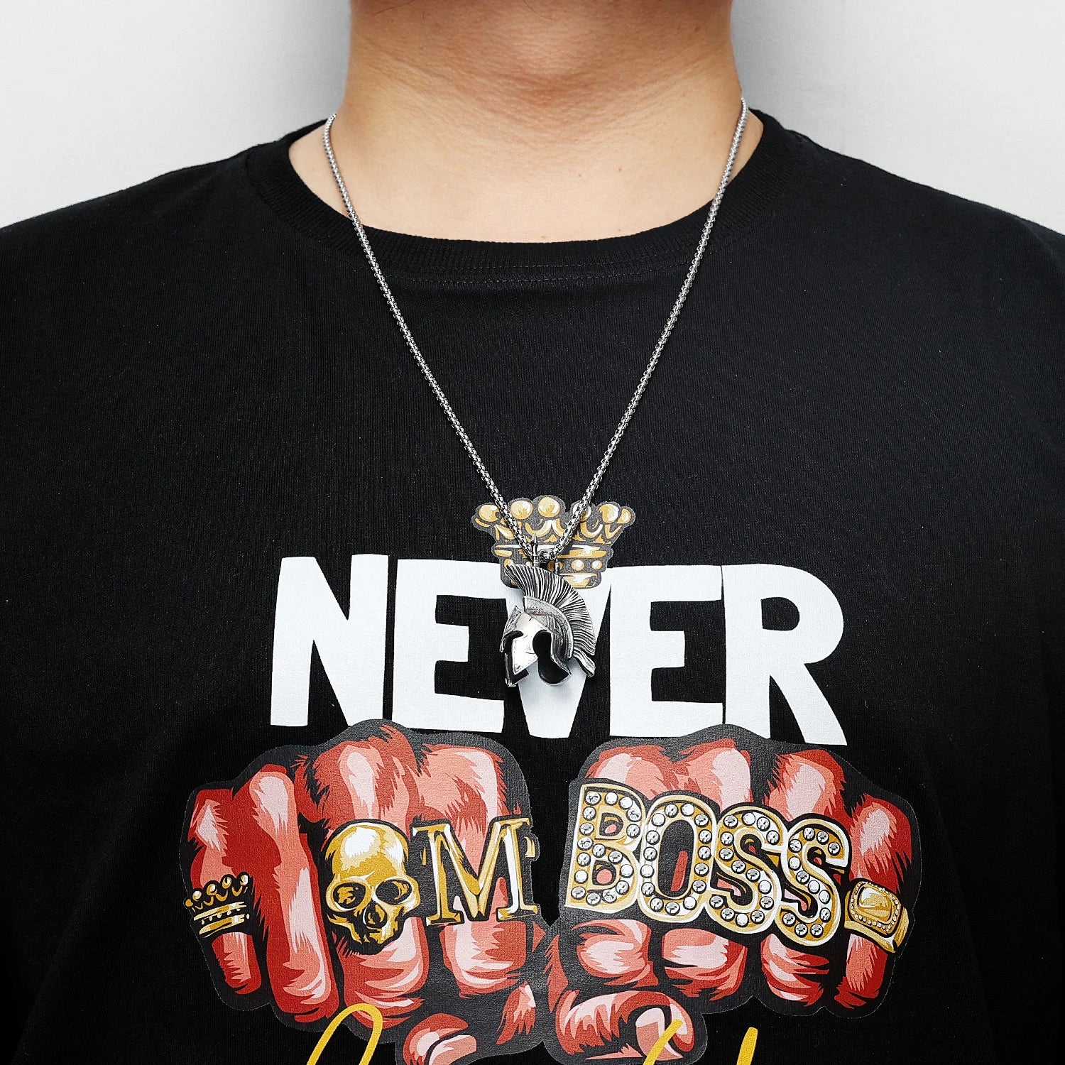 Vintage Spartan Helmet Necklace Stainless Steel Pendant Punk Rock Men Chain Hip Hop for Rider Boyfriend Biker Jewelry Best Gift