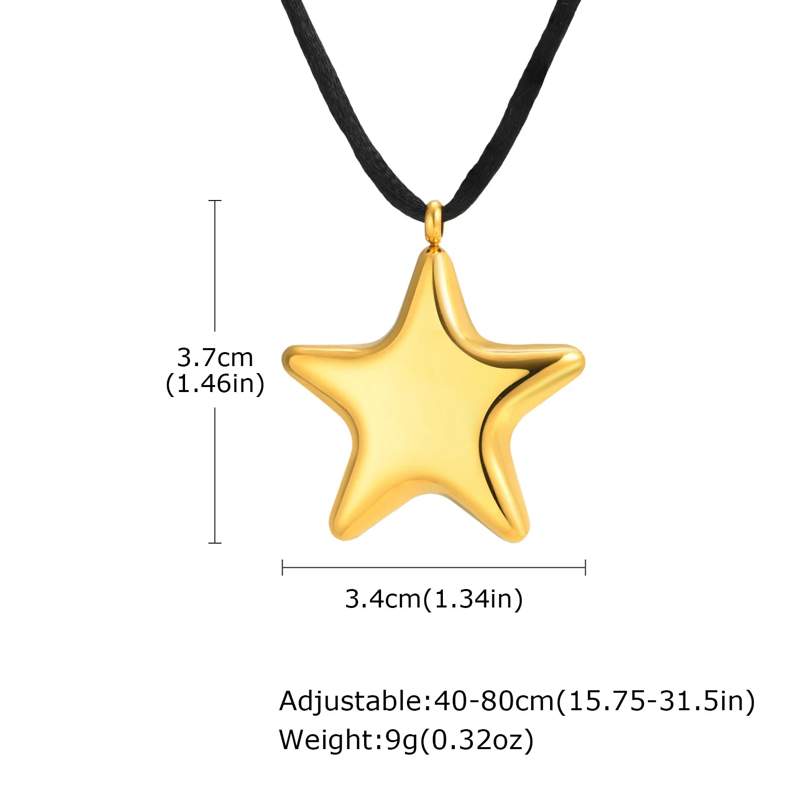 Vnox Chunky Stainless Steel Star Pendant Necklace For Women Simple Design Black Weave Rope Single Bright Jewelry Daily Wear