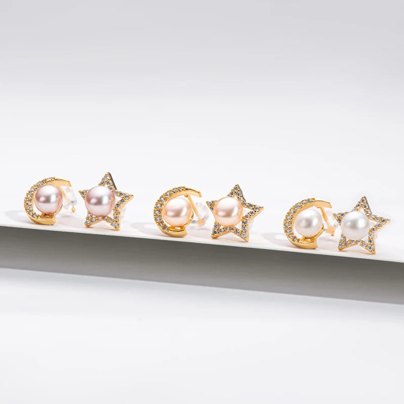 OXTAO 14K Gold Filled 6-6.5mm Natural Cultured Freshwater Pearl Earrings for Women Quality Stud Pearl Earrings Gifts Anniversary