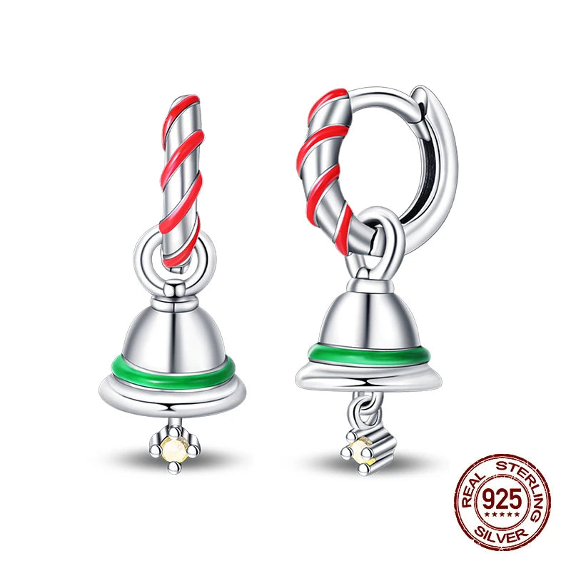 Christmas Series For Womens Earrings 925 Sterling Silver Christmas Bell Flower Apple Earrings Fine Party Wear Jewellery Gift