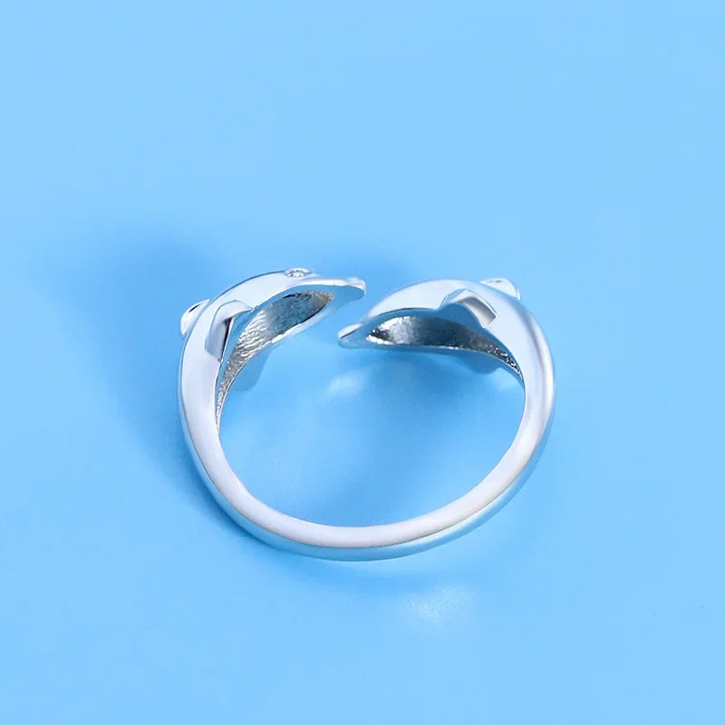 925 Sterling Silver Dolphin Ring Simplicity Fashion Exquisite Student Girlfriend Jewelry Accessories Wedding Party