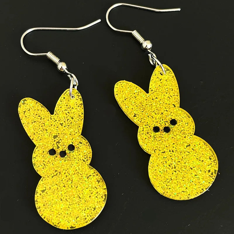 New Easter Earrings Rabbit Colorful Shiny Acrylic Earrings Girl Shiny Oil Rainbow Earrings Easter Decorative Gift