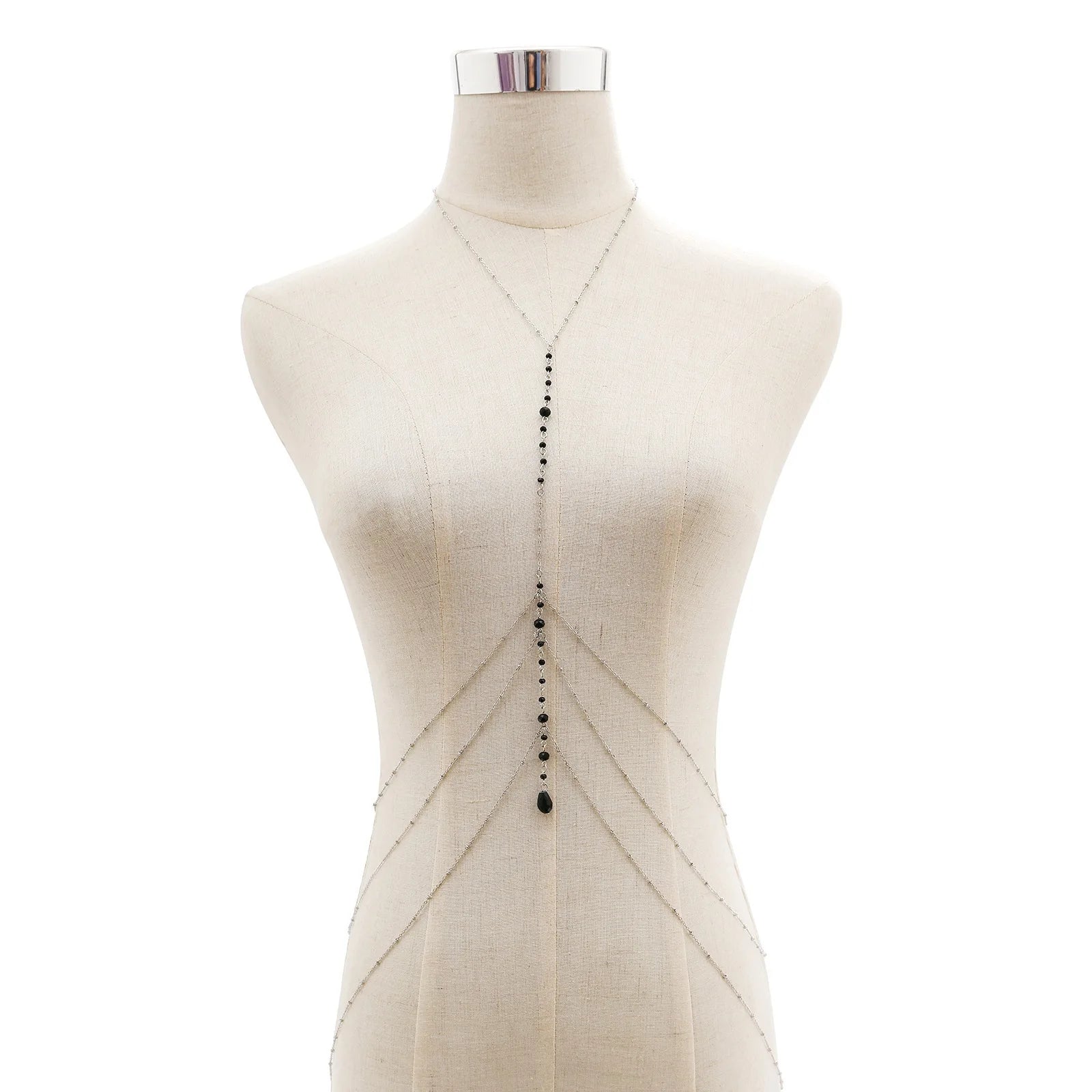 Fashionable Multi-layer Hanging Neck Style Black Crystal Bead Chain Ladies' Chest Chain Jewelry - Madeinsea©