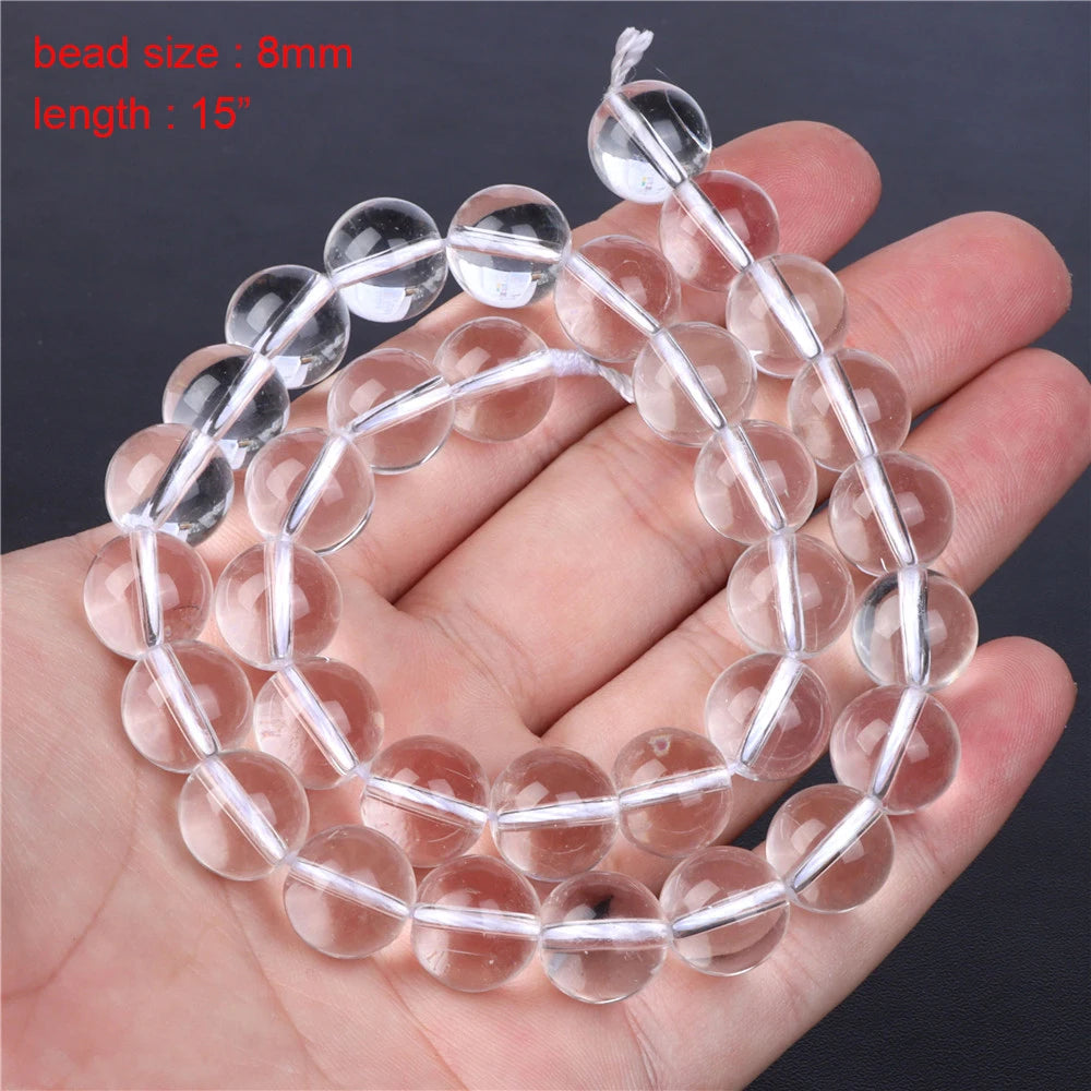 New Natural Stone Bead Clear Quartz Crystal Smooth Matte Faceted Spacer Beads DIY Handmade Bracelet Earrings For Jewelry Making