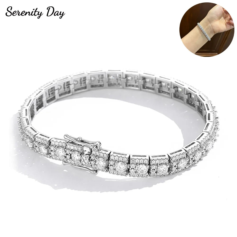 Serenity 3mm D Moissanite Tennis Bracelet for Women Man Gift 100% S925 Sterling Silver Lab Diamond Double Safety Lock Hand Chain - Madeinsea©