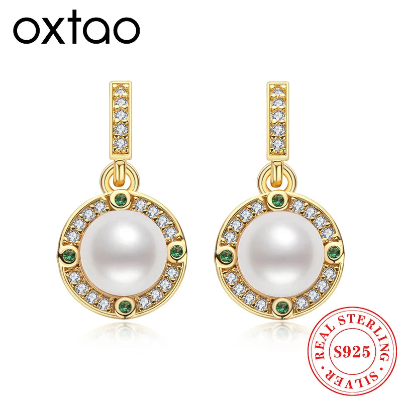 OXTAO 7-7.5Mm Fashion And Elegant Freshwater Pearl Earrings Hanging 14K Gold Filled Earrings Wedding Dinner Jewelry For Women