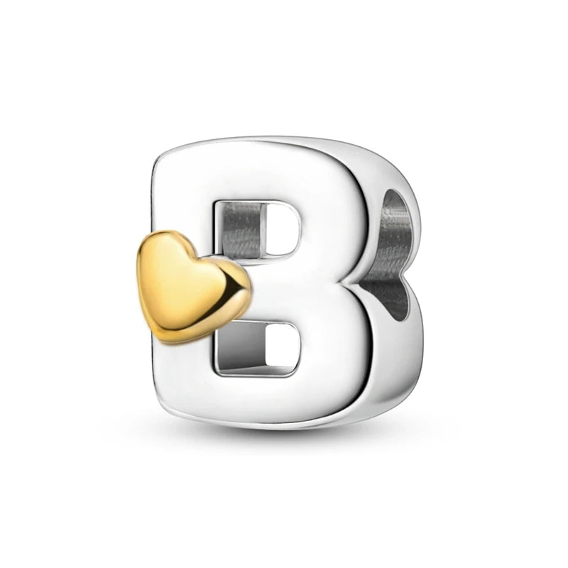 New 925 Sterling Silver Charm Beads 26 Letter Alphabet A-Z Charm Fit Original Charms Bracelet DIY Birthday Jewelry Gift Making