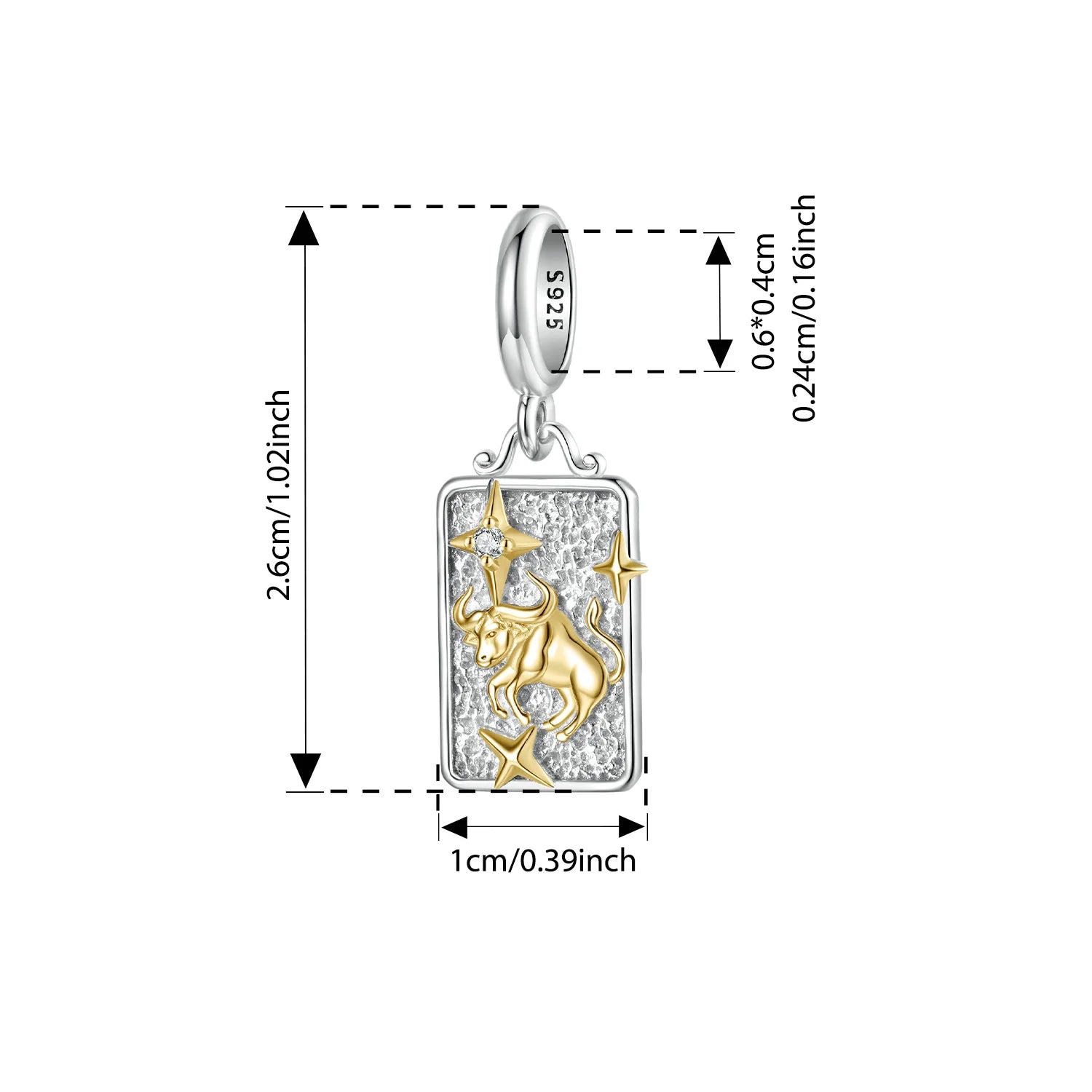 BAMOER 925 Sterling Silver Two-tones Constellation Pendant 12 Zodiac Beads for Necklace DIY Birthday Gift Jewelry Accessories