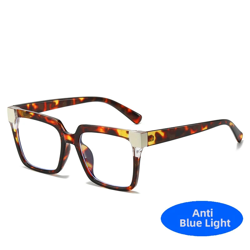 2025 TR90 Millennium Damen Quadratische Brille Bunter Rahmen Mode Polygon Klar Anti Blaues Licht Brillen Männer Optischer Leopardenrahmen