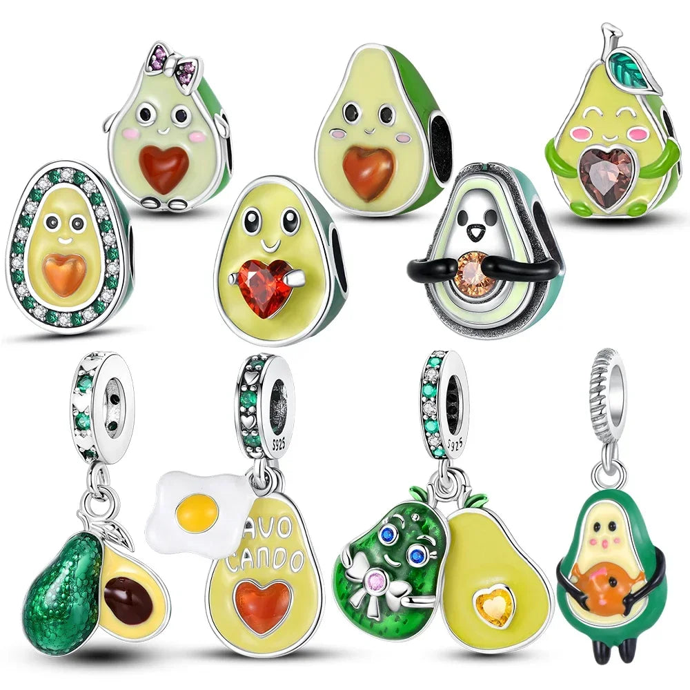 925 Sterling Silver Health Avocado Banana Tomato Charm Pendant Fit Charm Original Bracelet Made for Women Jewelry Making