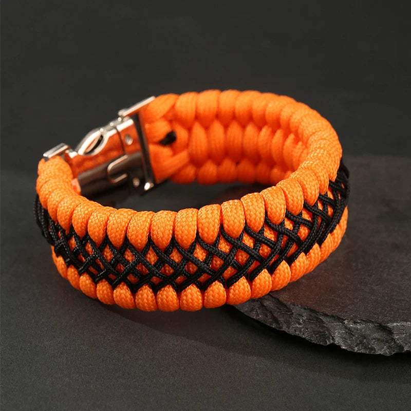 MKENDN Width Handmade Paracord Survival Bracelet Metal Buckle Outdoor Camping Rescue Emergency Rope Bracelet For Men Women Gifts