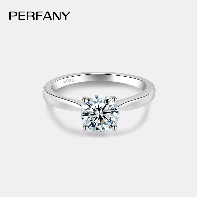 PERFANY 0.5/1/2CT Moissanite Women's Engagement Ring S925 Pure Silver Classic Four Claw GRA Certified Diamond Wedding Jewelry - Madeinsea©
