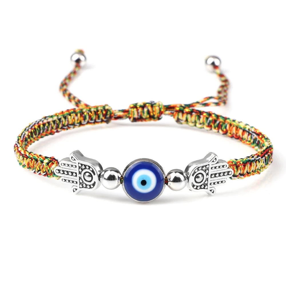 Classic Blue Turkish Evil Eyes Bracelets for Women Hand of Fatima Lucky Red Braided Rope Chain Bracelets Female Handmade Jewelry
