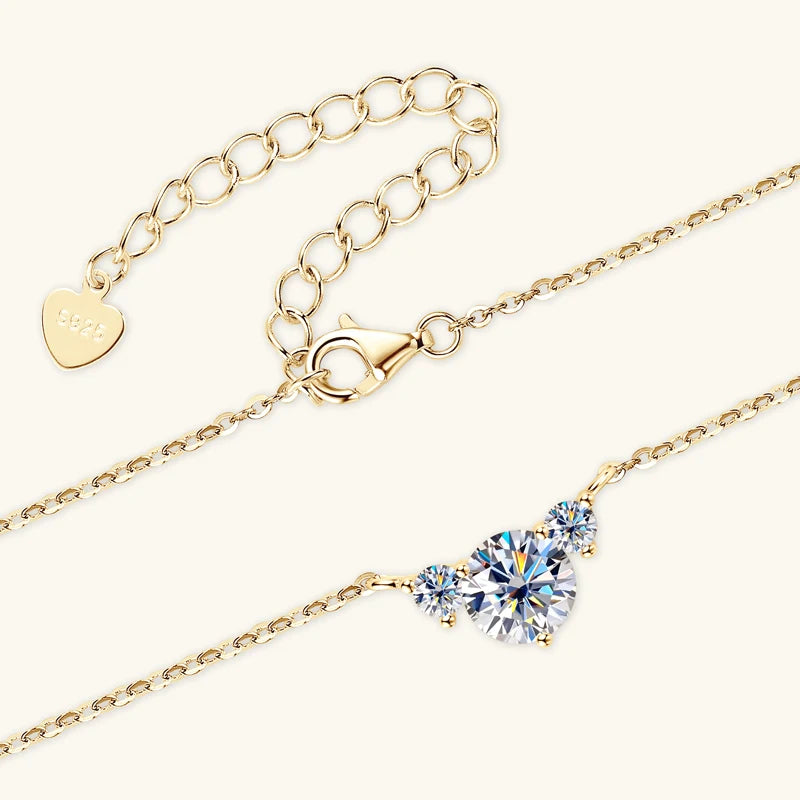 OXTAO 6.5mm Moissanite Pendant Necklaces Ladies GRA Certified 925 Sterling Silver Clavicle Chain Necklace Fine Jewelry Gifts