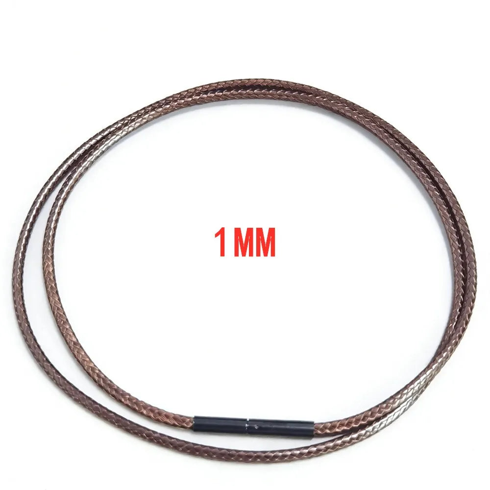 MKENDN Black Leather Chain Necklace for Diy Women Men Handmade Braid Rope Long Necklace 40/50/60/70CM Neck Pendant Chain Jewelry