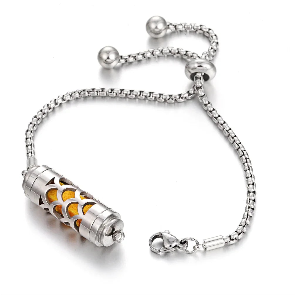 2024 New Stainless Steel Aromatherapy Diffuser Bracelet Locket Adjustable Chain Aroma Perfume Essential Oil Diffuser Bracelet