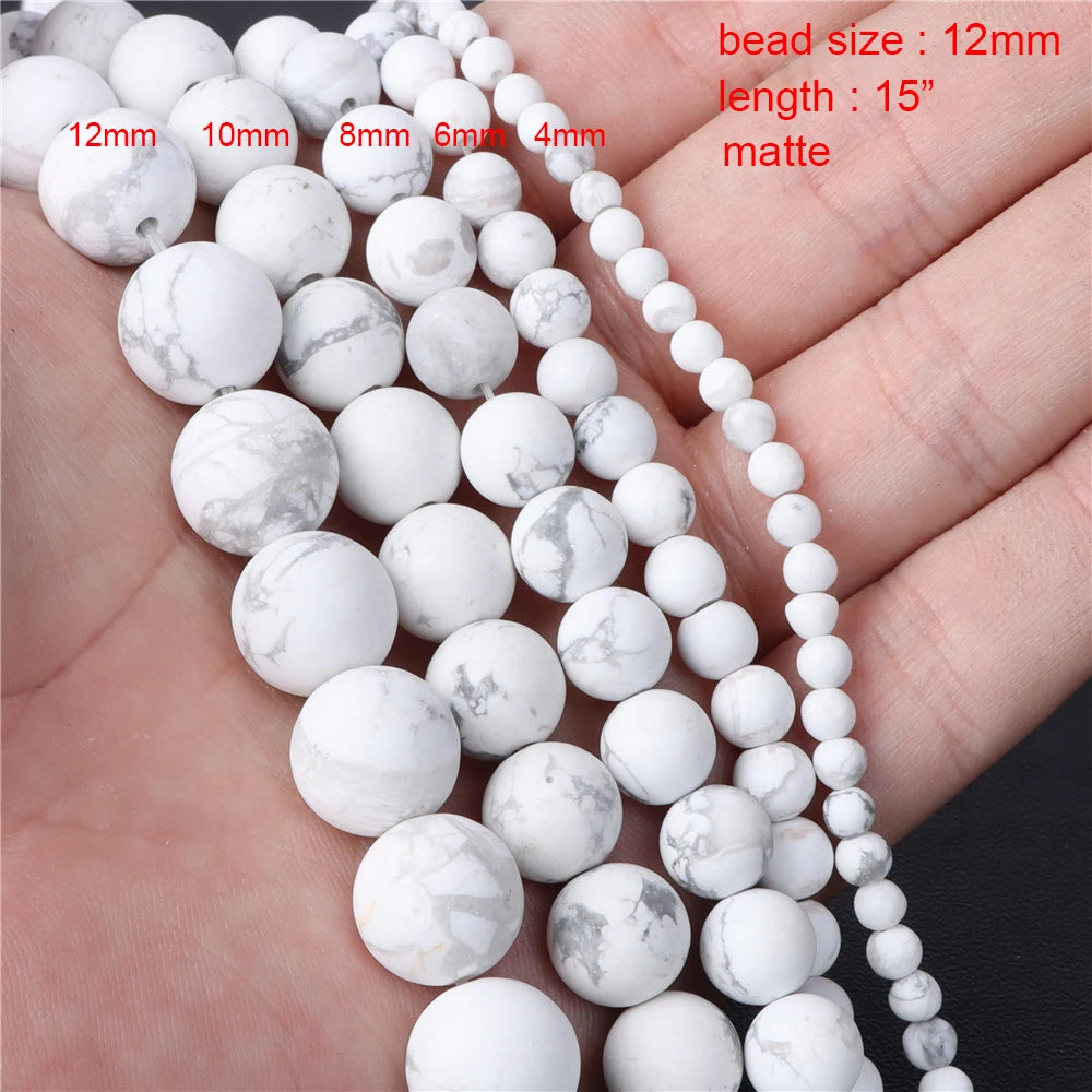 New Arrival Natural Howlite Stone Bead White Turquoises Loose Beads Jewelry Making Perles Gem Loose Beaded Diy Bracelet Necklace