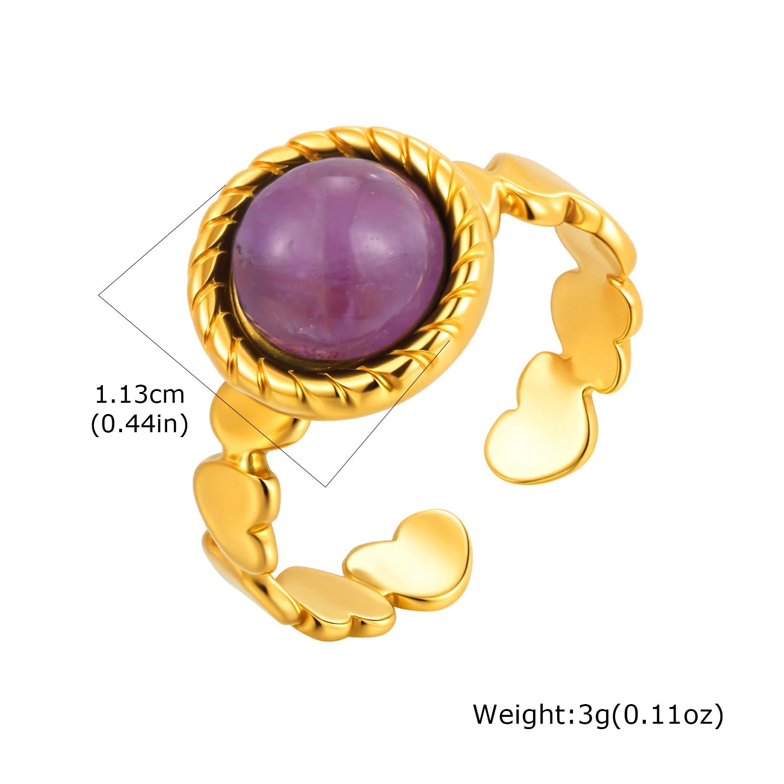 Vnox Vintage Luxury Geometric Open Rings,Natural Stone Stainless Steel Charm Jewelry For Women,Fashion Rings Finger Accessories