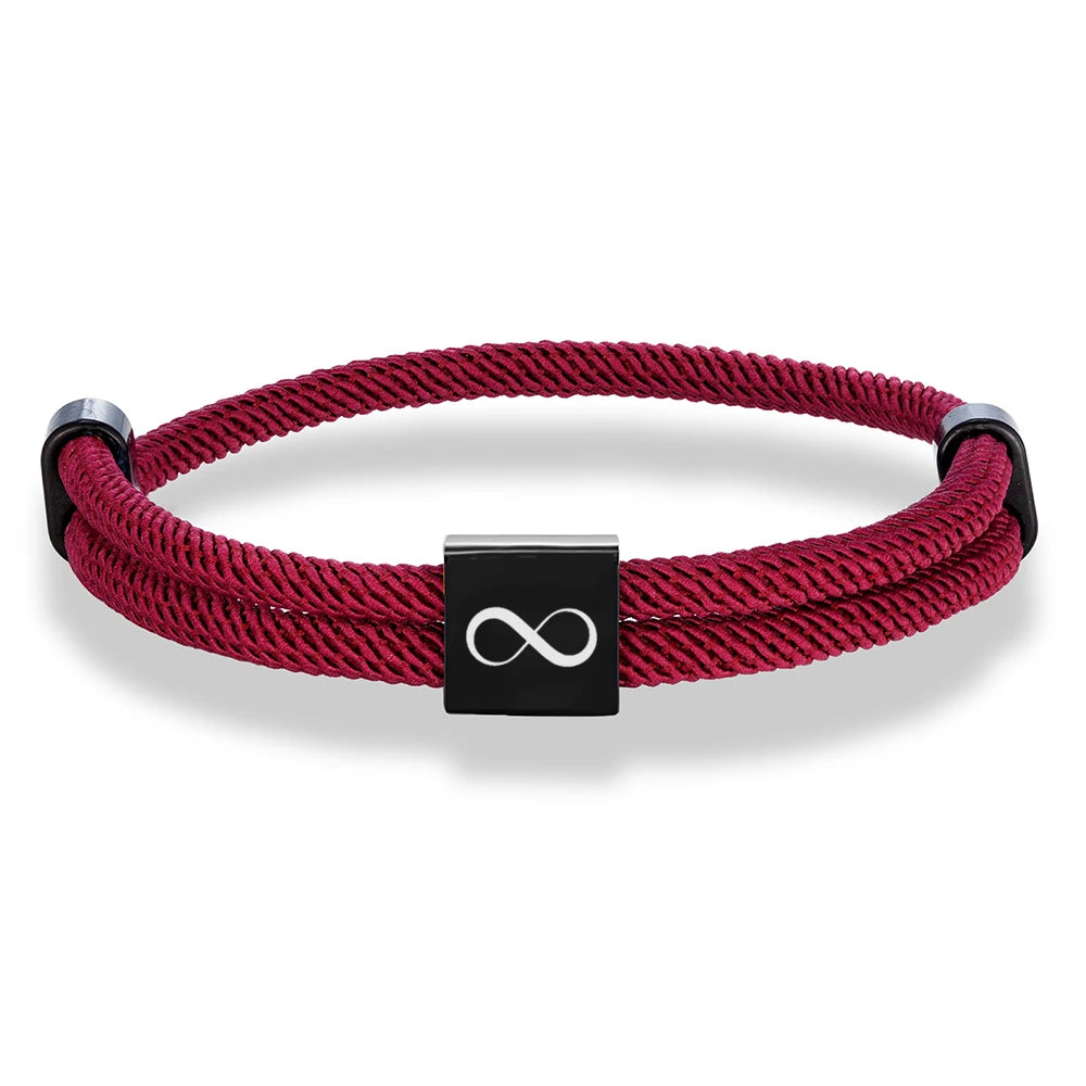 MKENDN Klassisches Infinity-Armband für Herren, verstellbar, nautisches Seilarmband für Damen, schwarzer Edelstahl, Schmuckgeschenk für Paare
