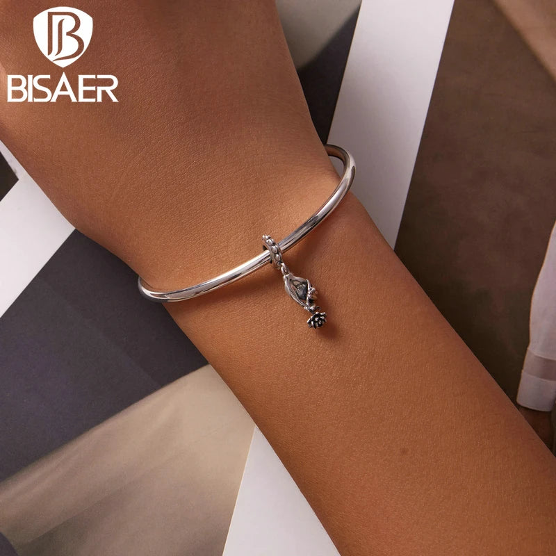 BISAER 925 Sterling Silver Couples Famille Charm Fille Garçon Maman Papa Amour Entrelacés Doigt Pendentif Fit Bracelets DIY Fine Jewelry