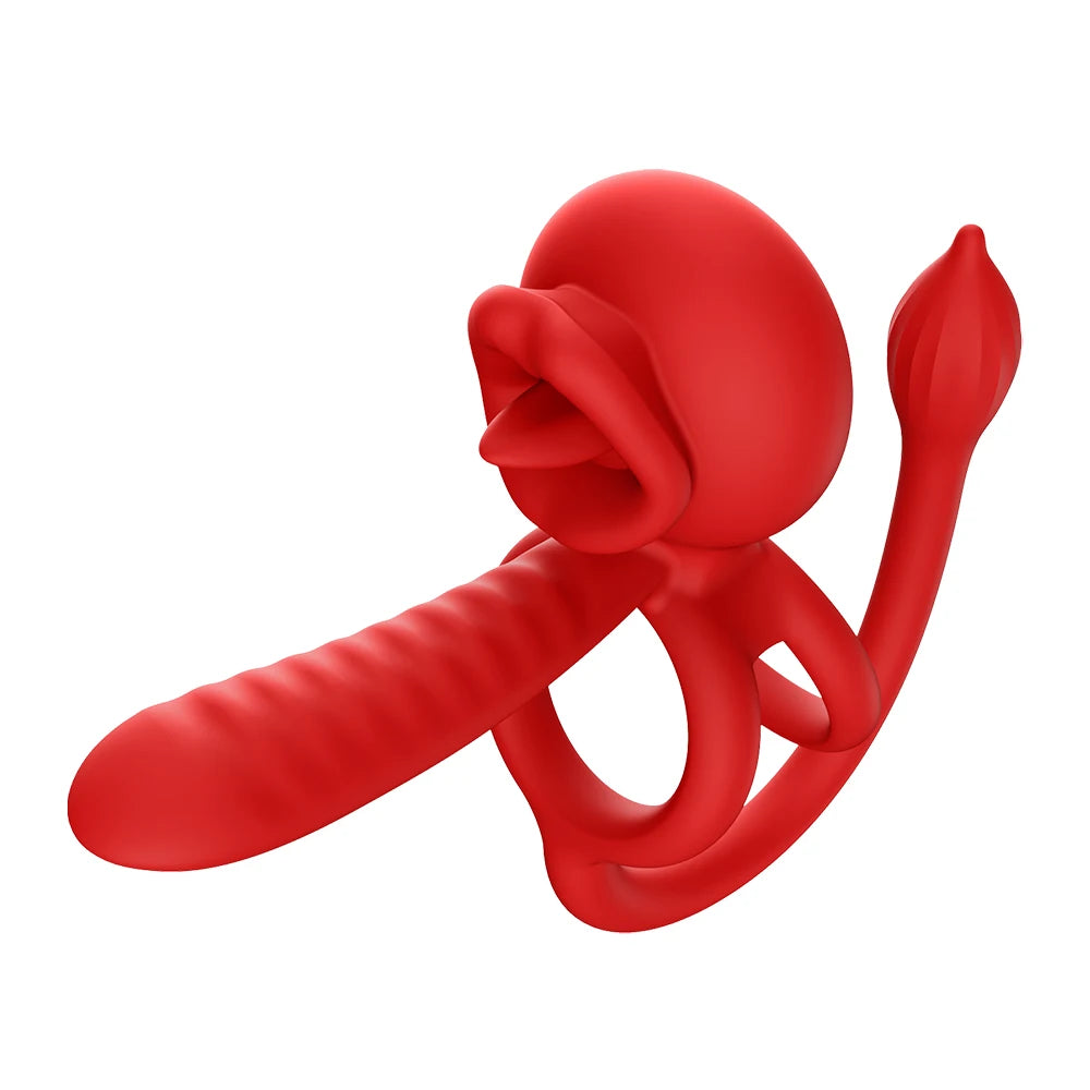 APP Vibrating Cock Ring Sleeve Rose Clitoral Vibrators Tongue Clit Stimulator Anal Plug Prostate Massager Sex Toys for Men Women